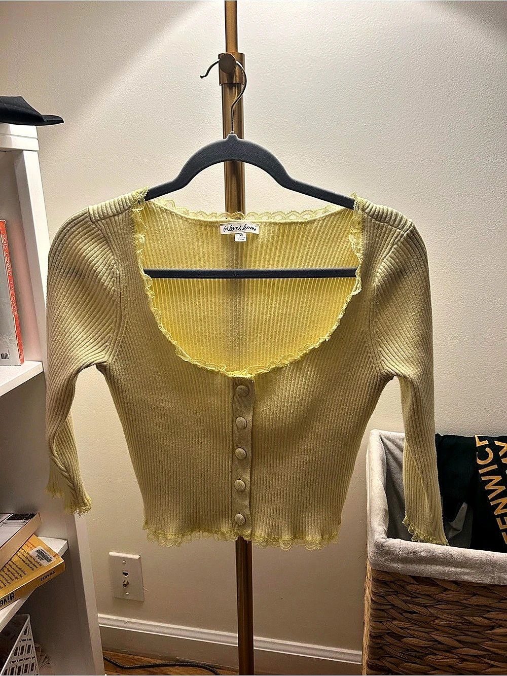 For Love & Lemons Jolie Cardigan Yellow Ribbed